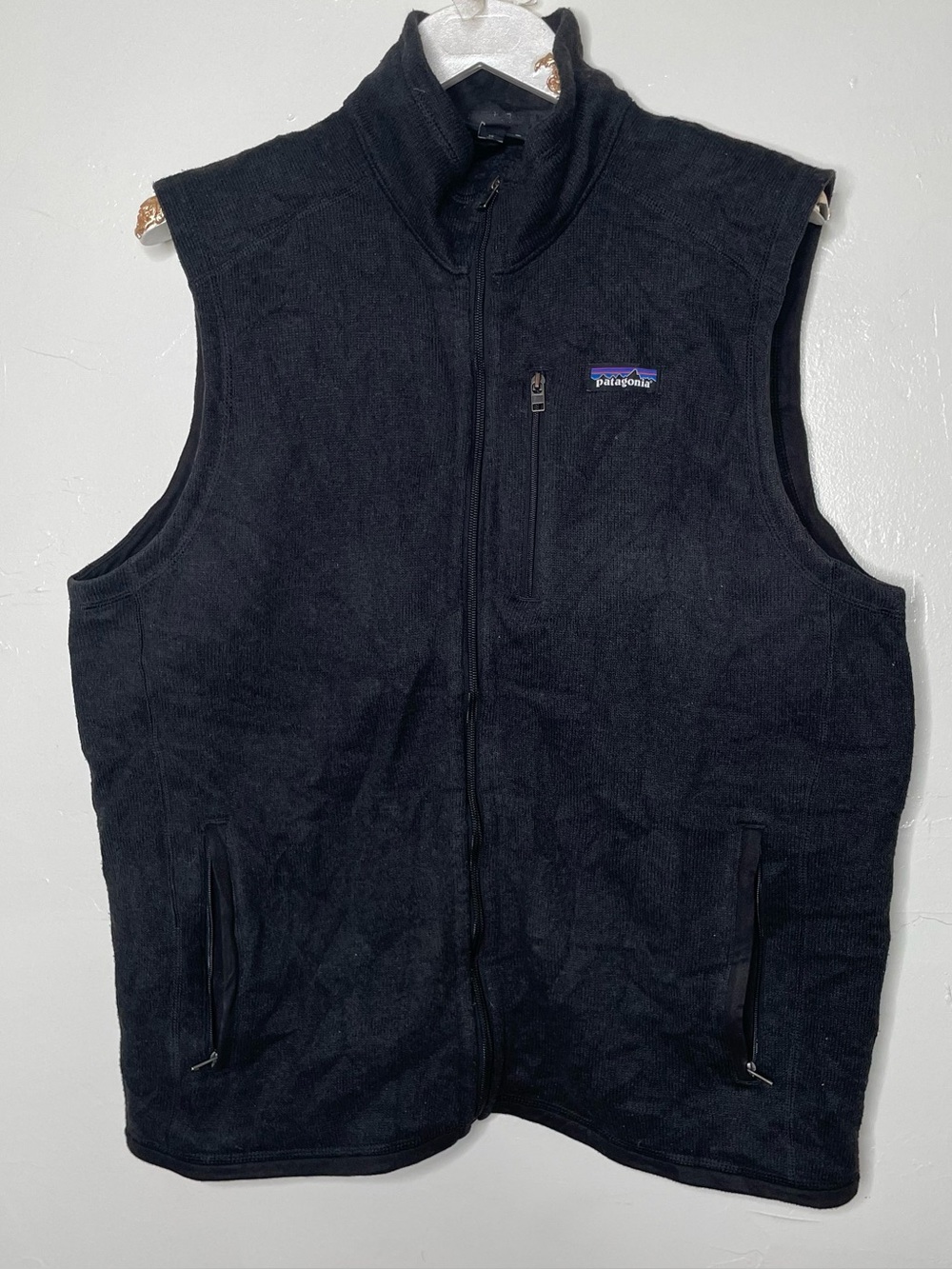 PATAGONIA MENS BLACK FLEECE ZIP UP VEST SZ L AS IS